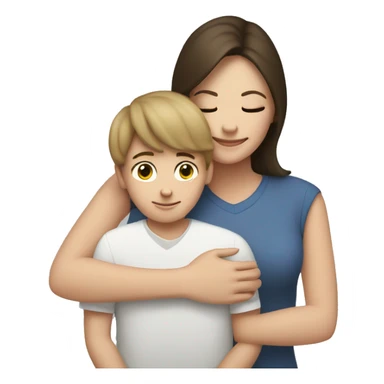 White brunette boy hugging her white brunette mom sticker