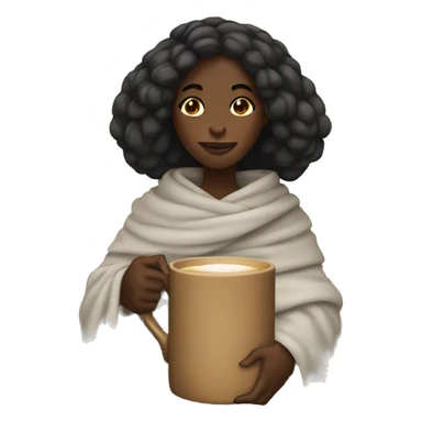 black girl wrapped in a banket with a mug in her hand sticker