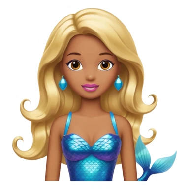 Brown skin blonde hair barbie mermaid  sticker