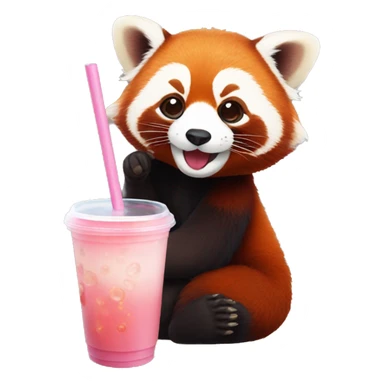 red panda drinking bubble tea sticker