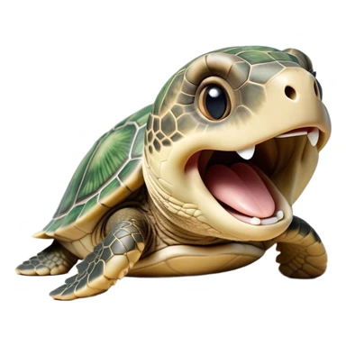 Cinematic Realistic Cute Yawning Sea Turtle Portrait Emoji, Head tilted slightly with a dramatic, wide-open yawn, showcasing a soft, textured shell and a tender, aged face with half-closed, drowsy eyes, rendered with natural shadows and delicate detail; high shine, relaxed yet expressive, styled with a dash of oceanic charm, soft glowing outline, capturing the essence of a sleepy yet affectionate sea turtle that appears ready to stretch out and drift into a peaceful nap! sticker