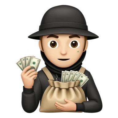 robber holding a bag of money sticker