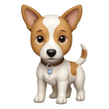a full body facing front on of a buff white beagle cross jack russell terrier looking dog the size of a kelpie with light brown long ears resting on its face and a light brown patch above one eye and a large snout. the rest of the dog is completely white.  sticker