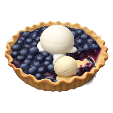 Blueberry cobbler pie with a scoop of ice cream on plate  sticker