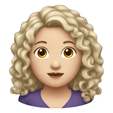 chubby white brunette woman long curly hair sticker