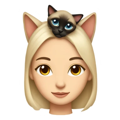 A Siamese cat laying on a girls head sticker