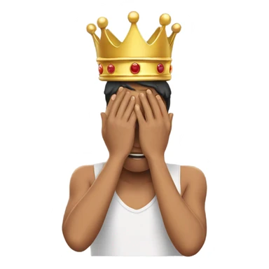 person covering their face with crown on  sticker