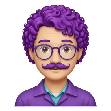 mustached curly purple haired earringed dpectacled sticker
