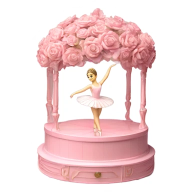 3d isometric soft pink ballerina music box flowers sticker