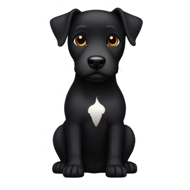 A black Patterdale Terrier dog with a white patch on its chest and brown eyes. sticker