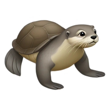 Une loutre qui se balade sur une tortue sticker