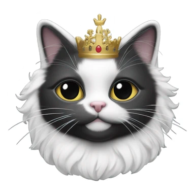 Black kitty with white patch on front of neck with them of royalty sticker
