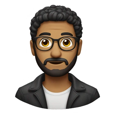 Persona, hombre, 33 años, lentes con marco negro, cabello corto, ojos marrones, barba de 3 dias sticker