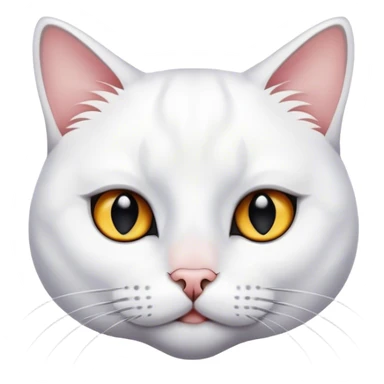 White cat with black spot near her nose and  sticker