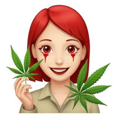 Make an emoji of a person extremely high off weed sticker