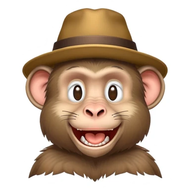 Baboon wearing a hat sticker