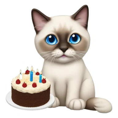 Ragdoll Siamese cat with blue eyes birthday cake sticker