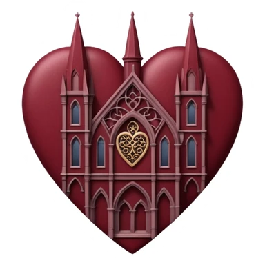 Maroon gothic architecture heart sticker