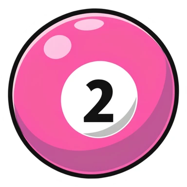 pink billiard ball with the number 23 inside a white circle sticker
