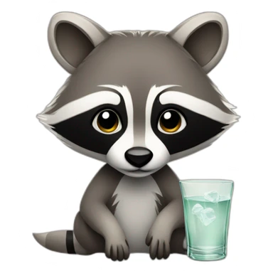 Racoon with gin glass sticker