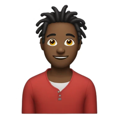 black man with dreads and red shirt sticker