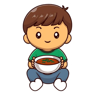 kid with a long head, stubby nose, Mexican features, bowl cut brown hair, brown eyes sticker