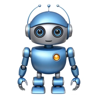 A cute, cartoonish, and friendly robot with a round head, big expressive eyes, and a small body, giving off a welcoming and helpful vibe sticker