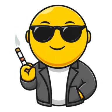 Emoji with sunglasses holding a cigarette  sticker