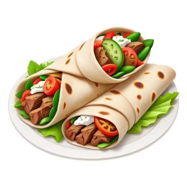 cinematic-realistic-gyros-dish-emoji,-showcasing-succulent,-spiced-meat-wrapped-in-pita-with-fresh-vegetables-rendered-with-lifelike-detail-and-dynamic,-appetizing-lighting. sticker