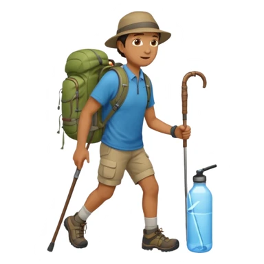 memoji face iphone: men, a solo hiker with carrying a few items and make it face only sticker
