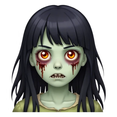 zumbie girl with black long hair with bangs  sticker