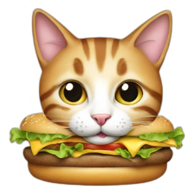 cat eating hamburger  sticker