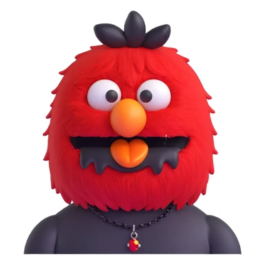annoyed emo Elmo with piercings and a choker sticker