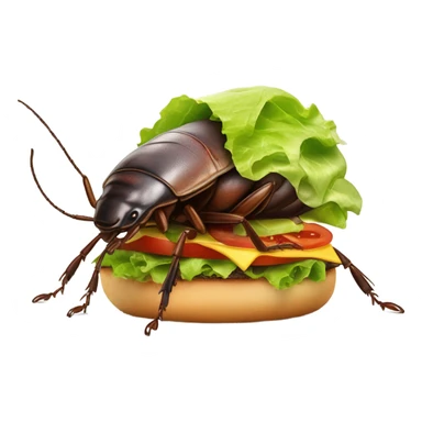 a cockroach eating a burger sticker