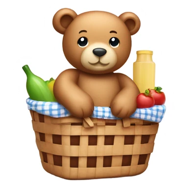 Teddy bear in picnic basket  sticker