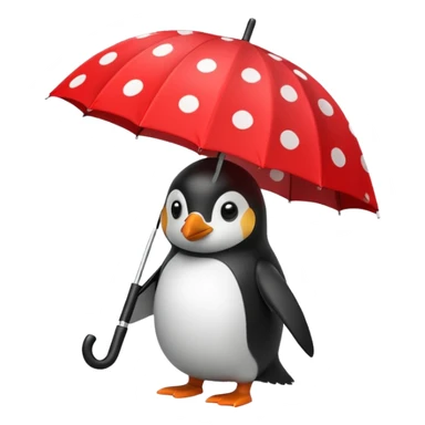 Penguin with red polka-dot umbrella sticker