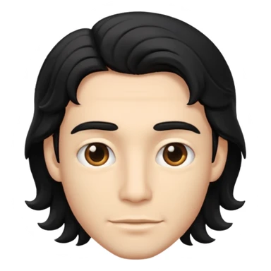 back view of a male with wavy middle-long black hair sticker