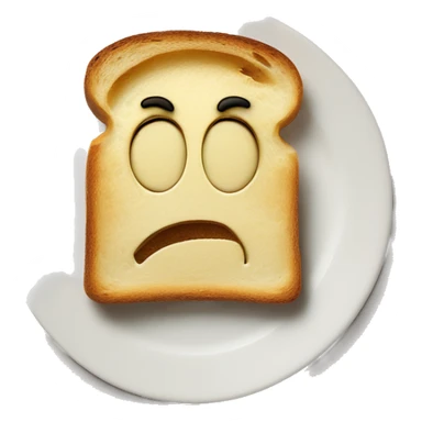exaggerated sad expression features on a humanoid toast-face slice of sad toast sticker