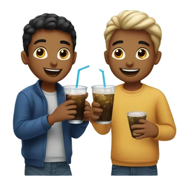 two boys enjoying drinks indoors sticker