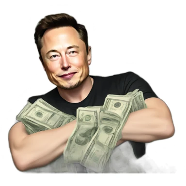 Elon musk flexing bands of money cash sticker