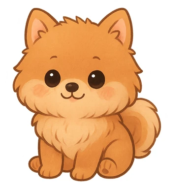 pati color pomeranian puppy sitting, cute and appealing style sticker