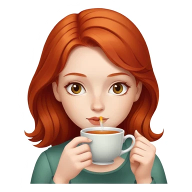 Girl redhead sipping tea sticker