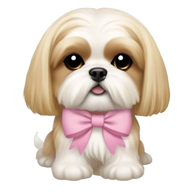 golden cream shih tzu white girl cute medium hair pink bow sticker