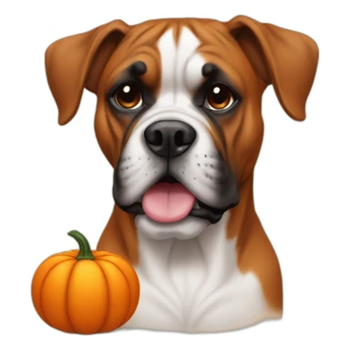 Boxer dog with a pumpkin  sticker