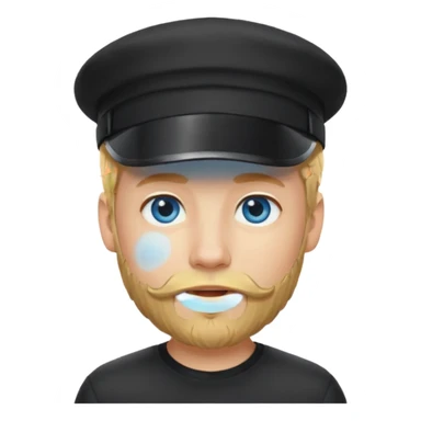 Ragazzo biondo con occhi azzurri e con barbetta bionda e cappello nero con visiera sticker