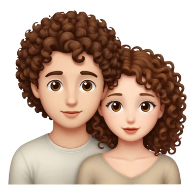 Curly hair girl and brown hair boy in love  sticker