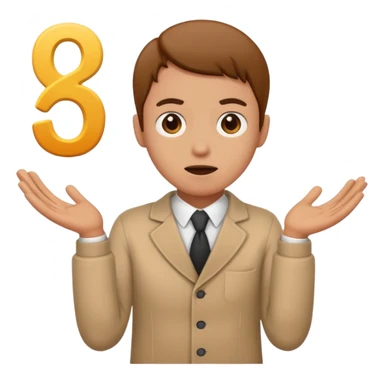 Person shrugging and holding the numbers 6 and 7 sticker