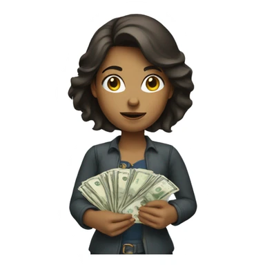 Brunette women holding money  sticker