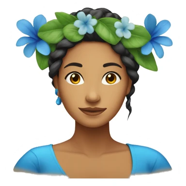 tahitian woman with one blue flower in hair sticker