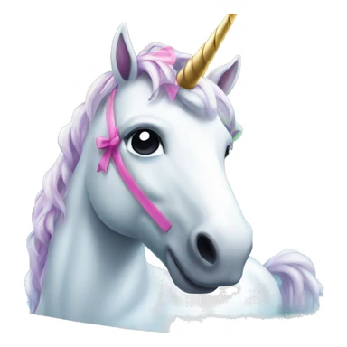 Unicorn with a bow in the pool sticker
